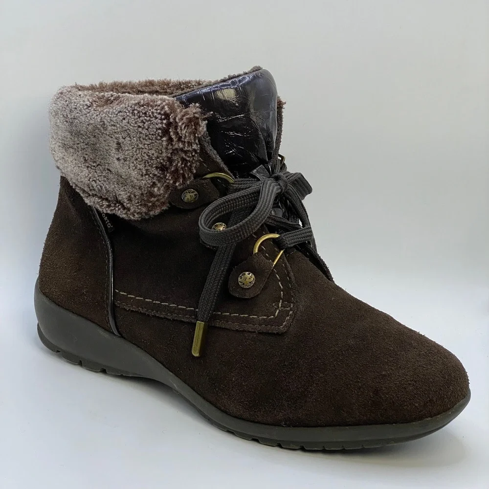 Sporto Winter Brown Ali Ankle Boots Suede Fur Waterproof Lace Up Hiking Boot 8.5